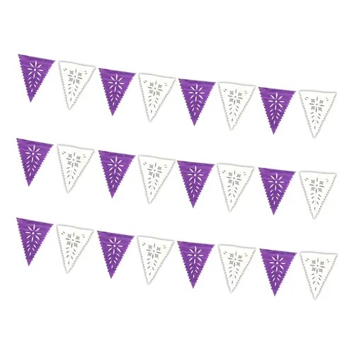 Banderin Morado Con Blanco