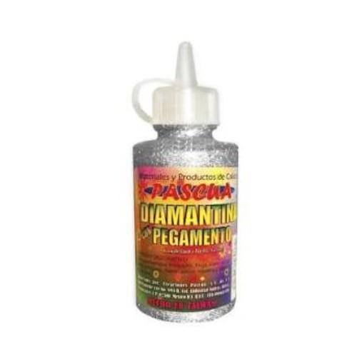 Diamantina Con Pegamento Plata
