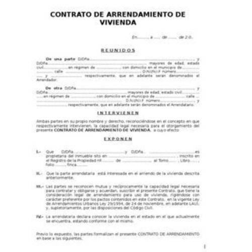 Hoja De Contrato De Arrendamiento