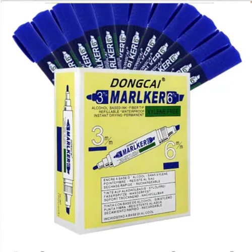Marcador Permanente Azul Chino Boble Punta