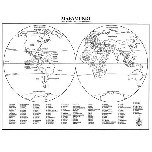 Mini Mapa Mundi Con Y Sin Nombre
