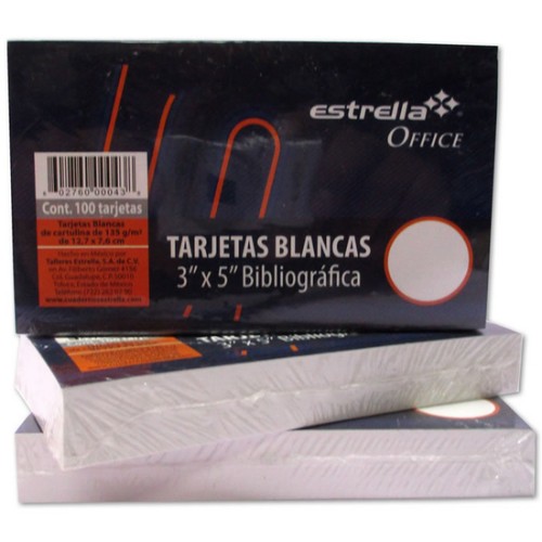 Paquete De Fichas Bibliograficas Chicas Blancas 3